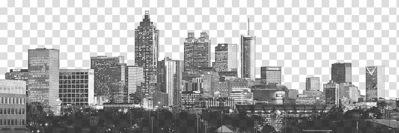 Downtown Atlanta Skyline Black and white Cityscape graph, atlanta skyline transparent background PNG clipart