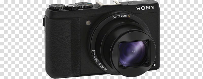 Sony Cyber-shot DSC-HX60V Sony DSC-HX60V Digital Still Camera 21.1 Million Pixels Cyber-shot Black #track Point-and-shoot camera 索尼, camera 4k transparent background PNG clipart