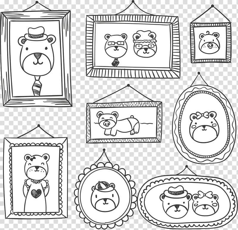 frame , Hand-painted bear family transparent background PNG clipart