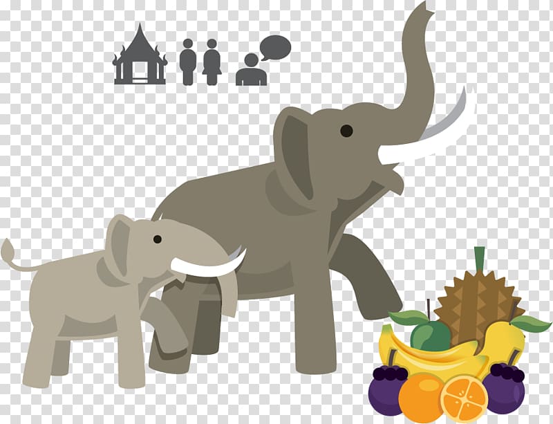 Elephants in Thailand African elephant Indian elephant, Elephant material fruits transparent background PNG clipart
