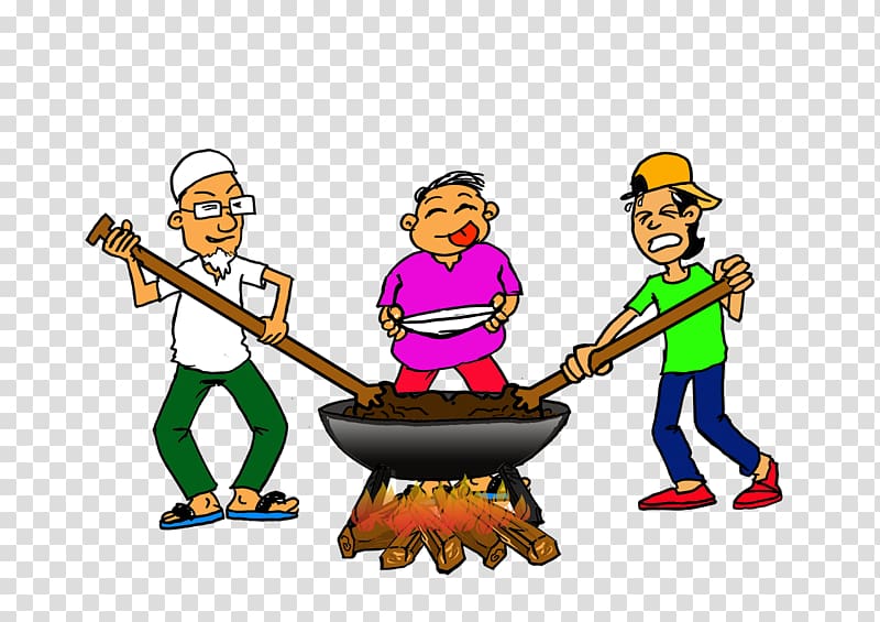 two men cooking, Cartoon Ketupat Animation Eid al-Fitr , aidilfitri transparent background PNG clipart