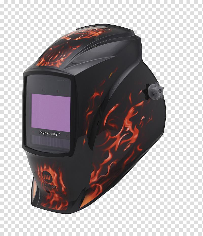 Welding helmet Miller Electric Industry, Flame pattern welding cap transparent background PNG clipart