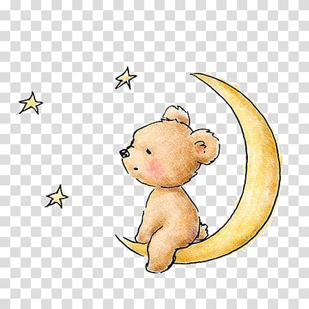 bear sitting on the moon transparent background PNG clipart