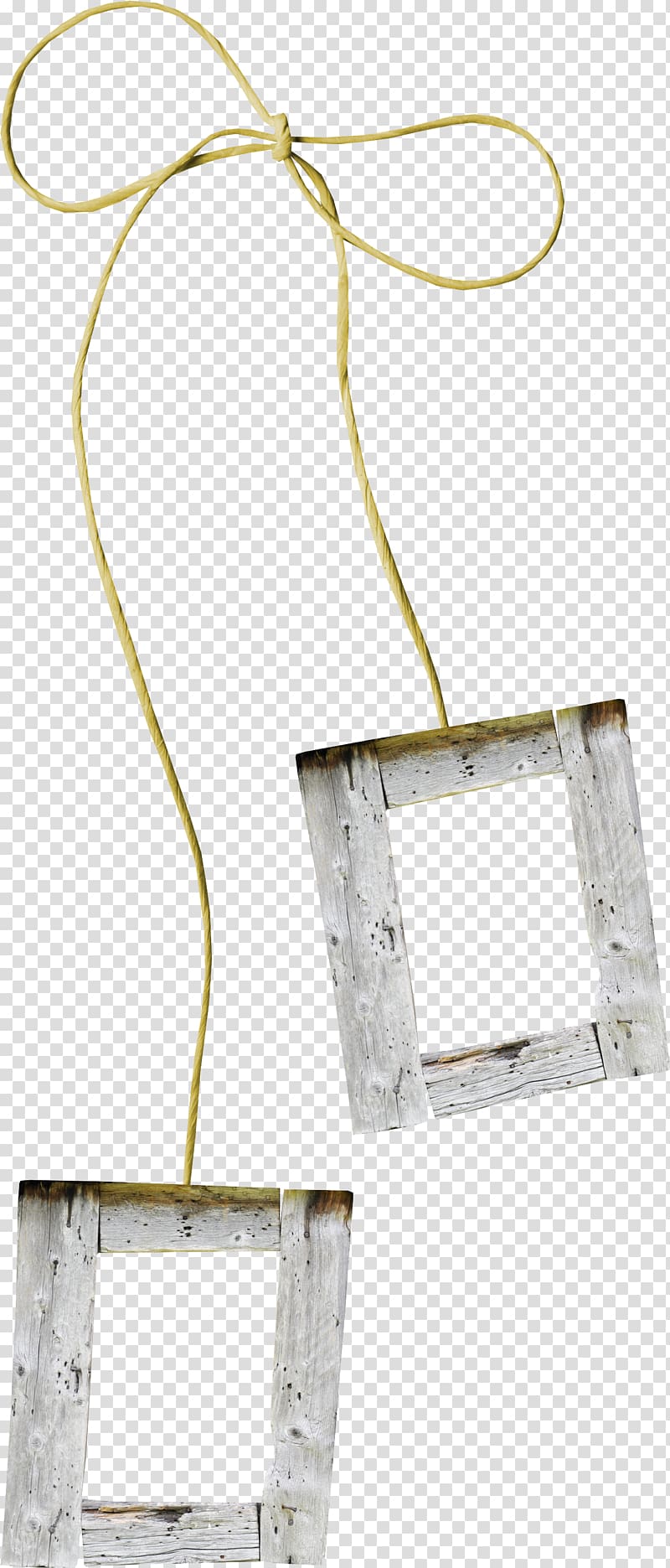 two square gray wooden frames with ropes, Rope Shoelace knot Ribbon, Bow rope frame transparent background PNG clipart