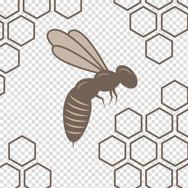 gray bee with hive illustration, Honey bee Honeycomb Beehive Pattern, bee nest transparent background PNG clipart