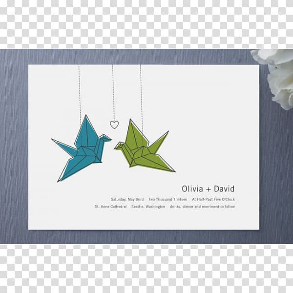 Wedding invitation Paper Crane Origami Orizuru, crane transparent background PNG clipart