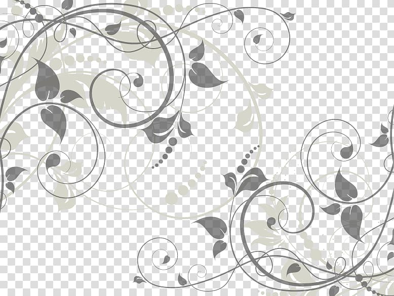 white and gray floral , Euclidean Drawing Illustration, Floral Illustration material transparent background PNG clipart