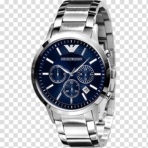 Emporio Armani AR2448 Watch Chronograph Blue, watch transparent background PNG clipart