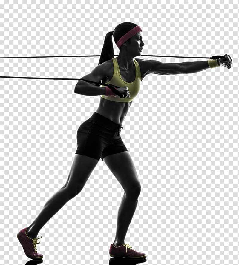 woman exercising using resistance bands, Resistance band Physical exercise Physical fitness Strength training Weight training, Fitness movement transparent background PNG clipart