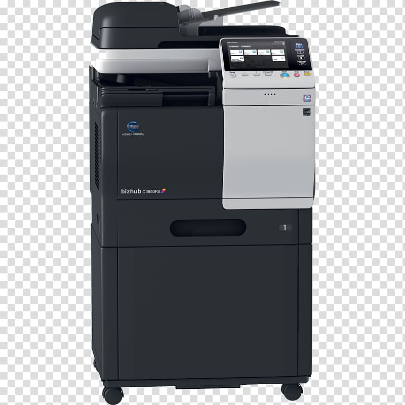 Multi-function printer Konica Minolta copier scanner, printing transparent background PNG clipart