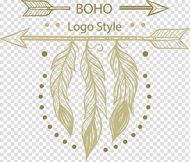 Boho logo style illustration, Feather Logo Euclidean , Hanging on the arrows on the feathers LOGO transparent background PNG clipart