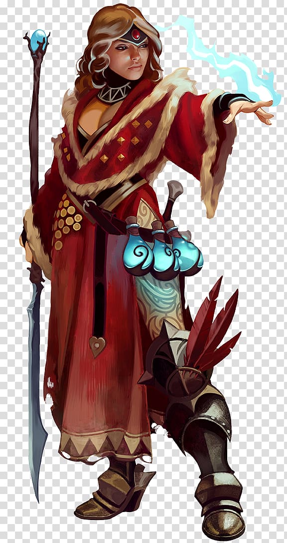 female character holding scepter illustration, Dungeons & Dragons Pathfinder Roleplaying Game d20 System Role-playing game Sorcerer, rpg transparent background PNG clipart