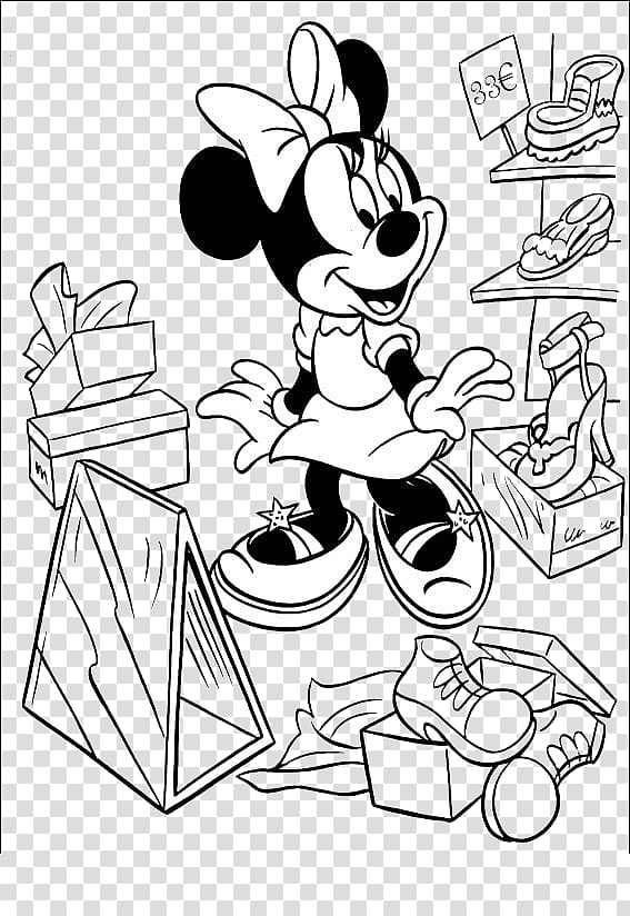 Minnie Mouse Daisy Duck Mickey Mouse Coloring book Drawing, Minnie a pair  of shoes artwork transparent background PNG clipart | HiClipart