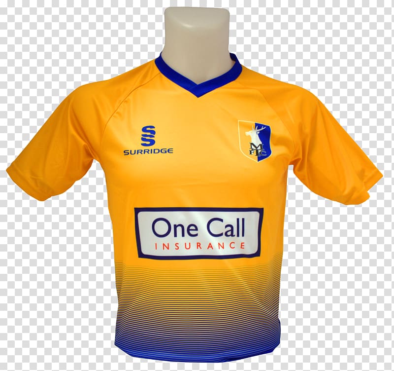 T-shirt Mansfield Town F.C. Kit, T-shirt transparent background PNG clipart