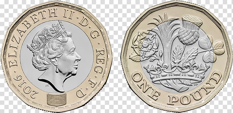 Royal Mint One pound Dollar coin, pound coin transparent background PNG clipart