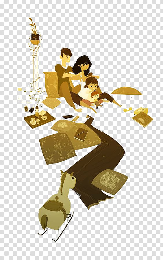 Drawing Cartoon Digital illustration Illustration, Warm family transparent background PNG clipart