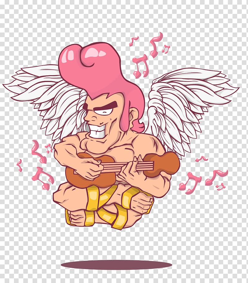 Muscle Angel Heart Illustration, Cupid transparent background PNG clipart