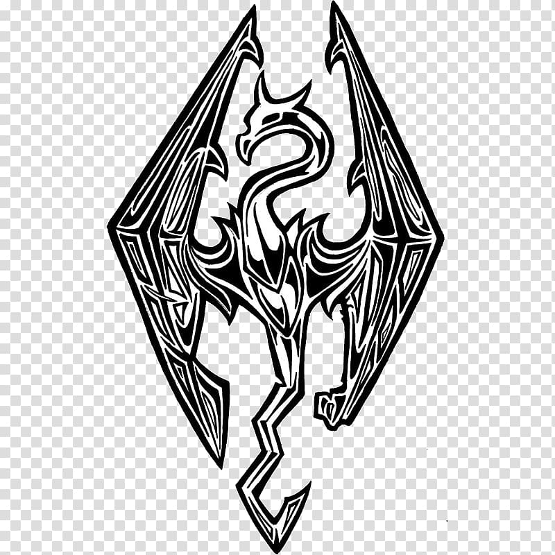 The Elder Scrolls V: Skyrim Logo Video game Dragon T-shirt, dragon transparent background PNG clipart