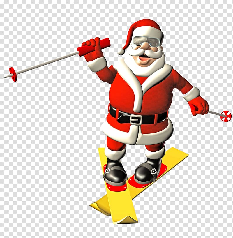 Santa Claus Skiing Illustration, Santa Claus skiing transparent background PNG clipart