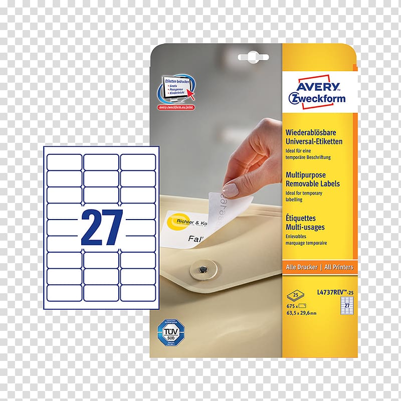 Paper Label Printing Avery Dennison Avery Zweckform, etikett transparent background PNG clipart
