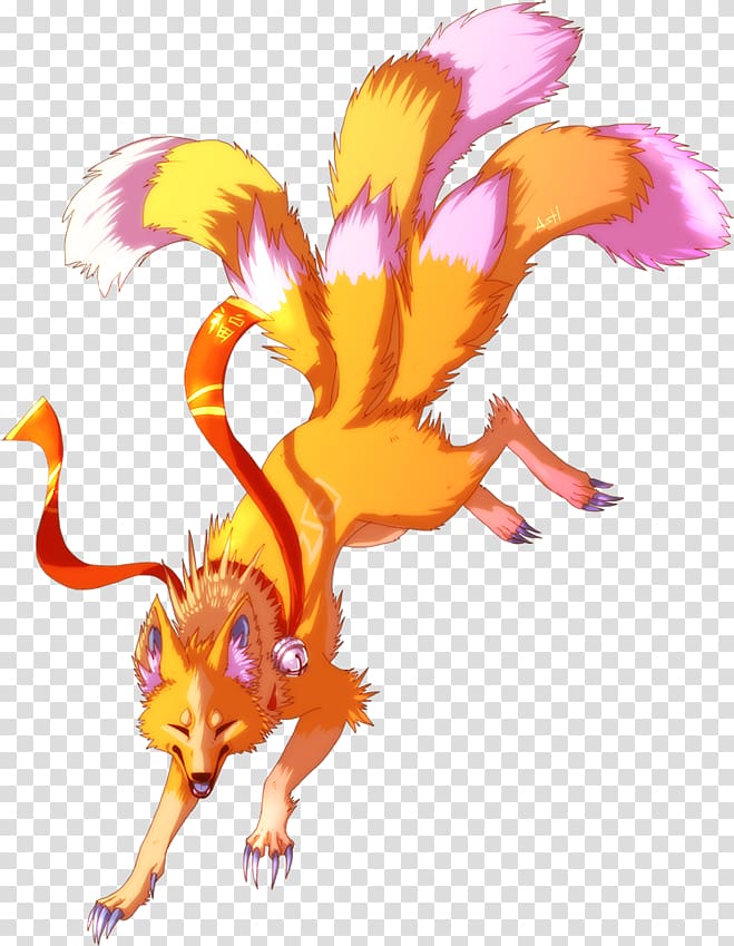 Nine-tailed fox Kitsune Art Legendary creature, fox transparent background PNG clipart