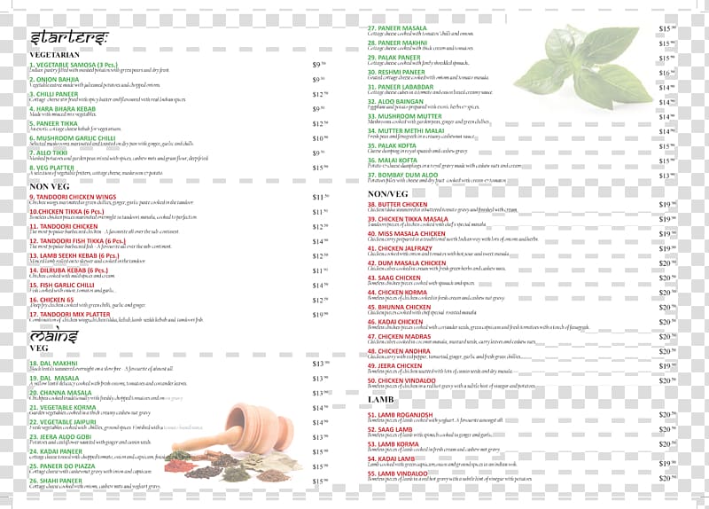 Menu Brochure Basil, chili garlic transparent background PNG clipart