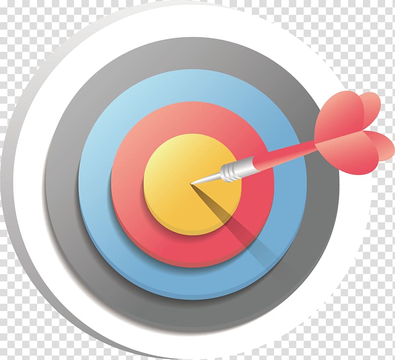 red dart pin on dart bullseye illustration, Color target transparent background PNG clipart
