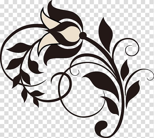 black and white flower illustration, Android application package , Floral design material transparent background PNG clipart