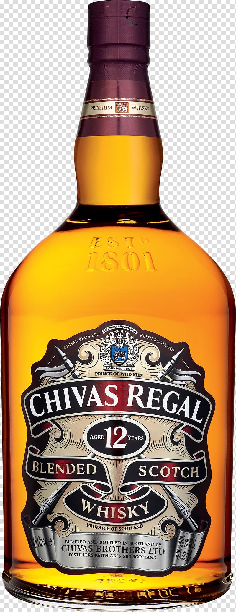 Chivas Regal Scotch whisky Blended whiskey Distilled beverage, whisky. transparent background PNG clipart