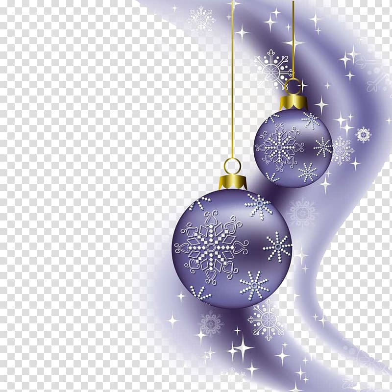 two purple Christmas baubles , New Year\'s Day Christmas Party, Purple Christmas light effect transparent background PNG clipart