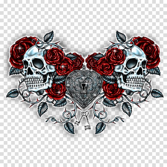 red-and-black skulls illustration, Skulls Unlimited International Calavera Tattoo T-shirt, skull transparent background PNG clipart