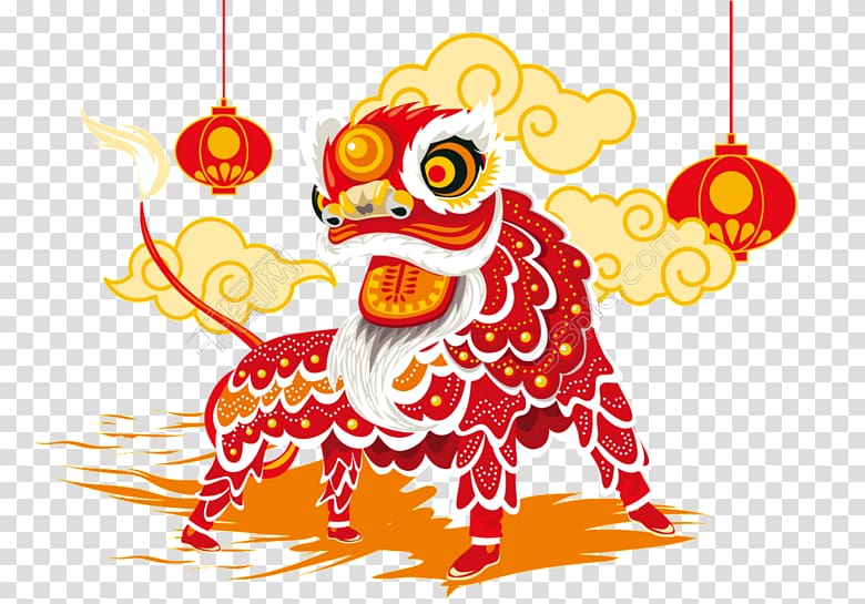 Lion dance Chinese New Year Dragon dance, lion transparent background PNG clipart