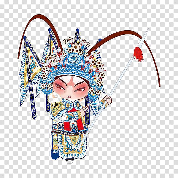 Peking opera Cartoon Illustration, Cartoon singing man transparent background PNG clipart