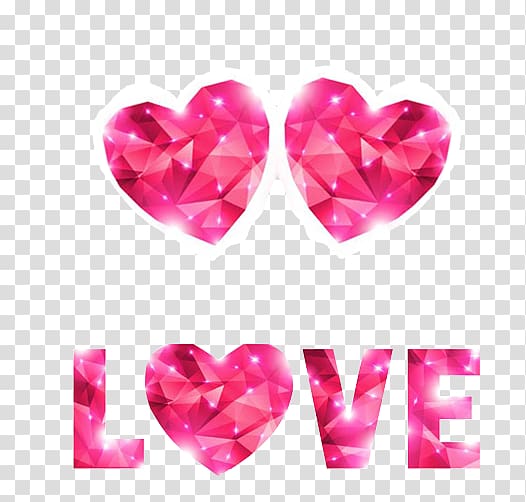 heart illustration with love text overlay, Love Heart Emoji, Pink diamond heart and effectiveness LOVE transparent background PNG clipart