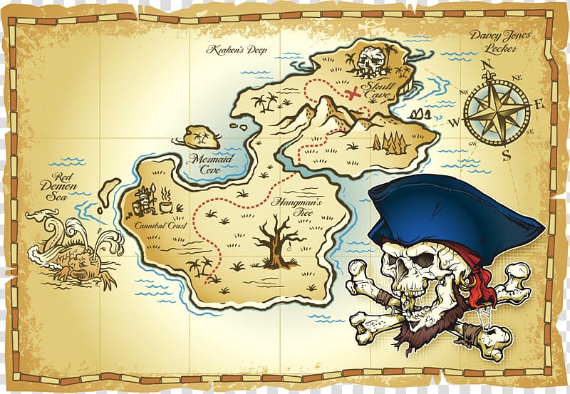 Pirate Map Illustration Treasure Map Buried Treasure Piracy