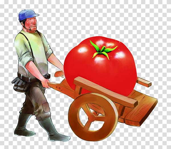 Icon, Hand-painted wheelbarrow on large tomato workers transparent background PNG clipart