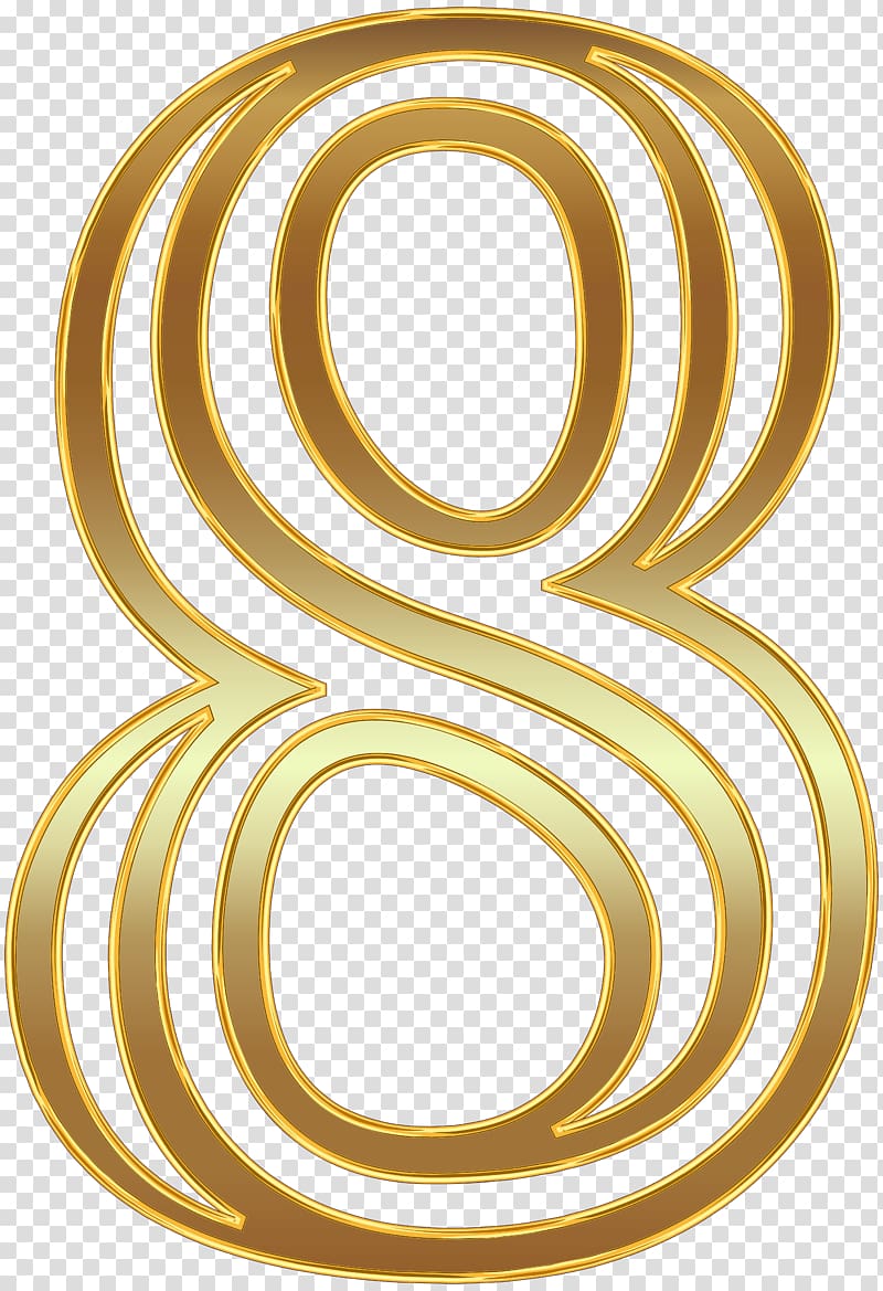 gold-colored number 8 art, Ready-to-Use Art Nouveau Initials , Number Eight Gold transparent background PNG clipart