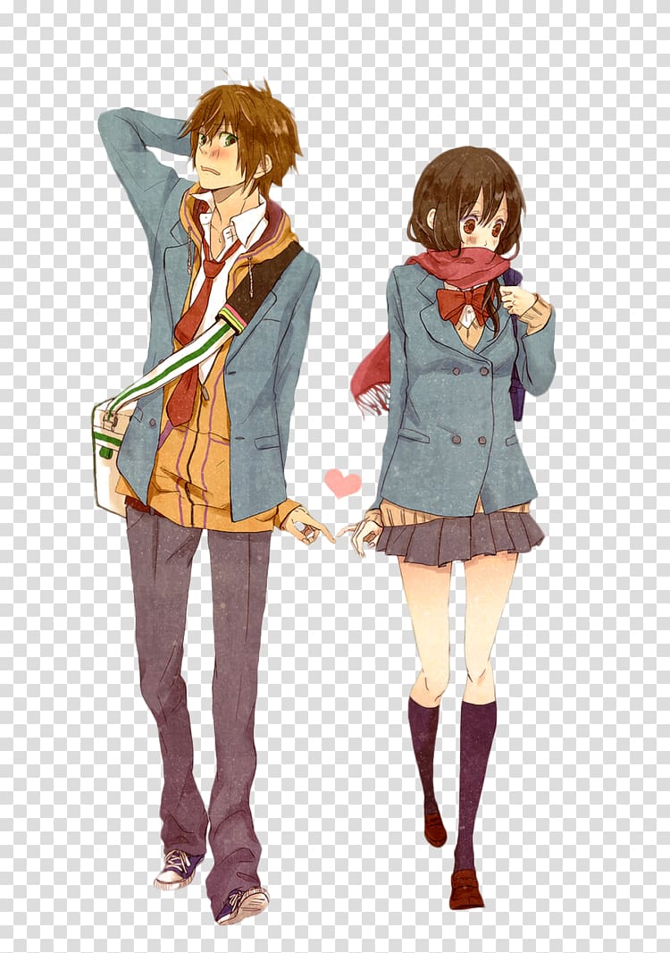 Anime Drawing couple Manga, Anime Love Couple Background, male and female  high school manga character illustrations transparent background PNG  clipart | HiClipart