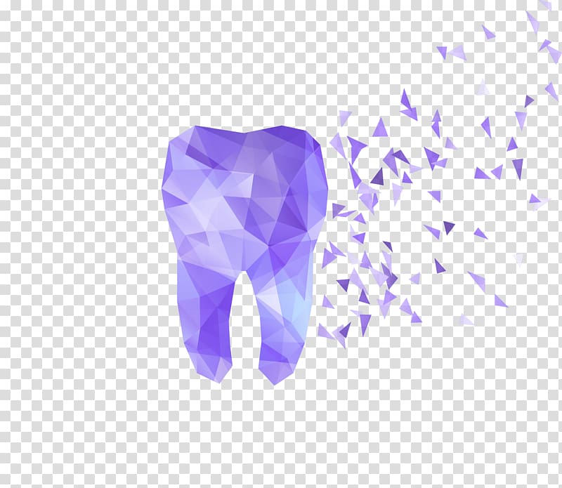 purple gemstone illustration, Human tooth Dentistry Illustration, Colorful abstract perspective tooth fragments transparent background PNG clipart
