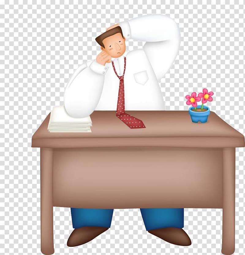 Office Cartoon Comics Illustration, White shirt man transparent background PNG clipart