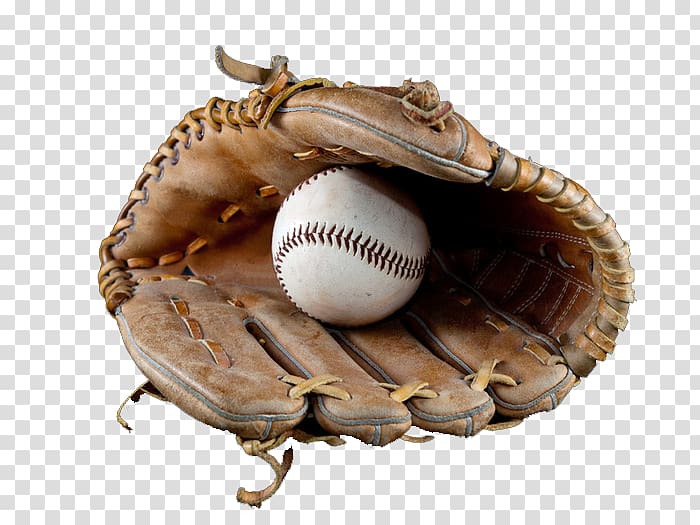 white baseball ball inside brown baseball mitt illustration, Baseball glove Catcher, Baseball glove transparent background PNG clipart