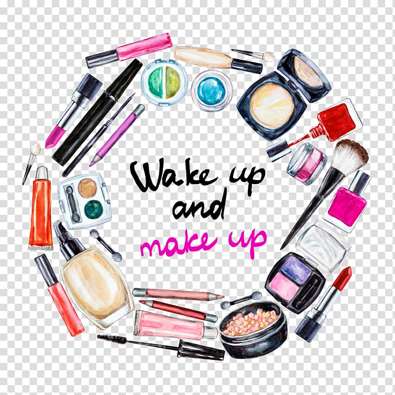makeup kit illustration, Cosmetics Beauty Watercolor painting Eye shadow, Creative Makeup Tools transparent background PNG clipart