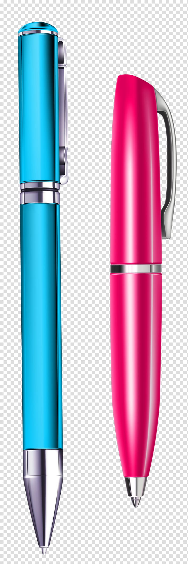 two blue and pink click pens, Fountain pen , Blue and Pink Pens transparent background PNG clipart