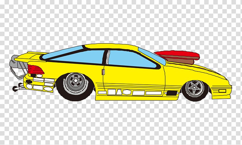 Sports car Yellow, Cartoon painted yellow sports car fashion transparent background PNG clipart