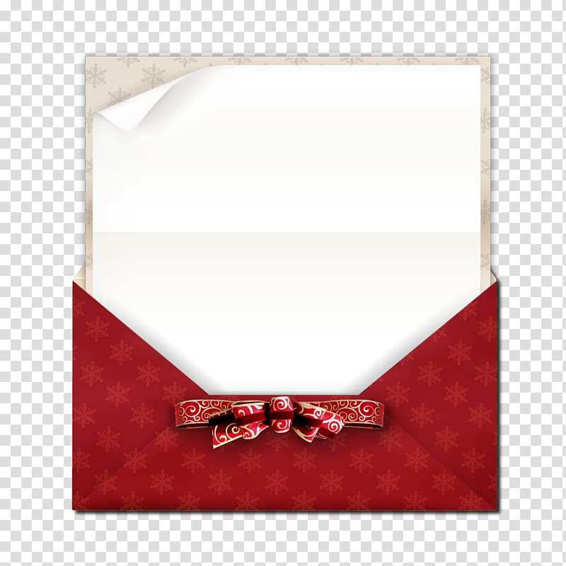 red and white envelope illustration, Paper Christmas Ribbon Envelope, Christmas card transparent background PNG clipart