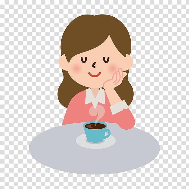 hand painted,little girl drinking coffee transparent background PNG clipart