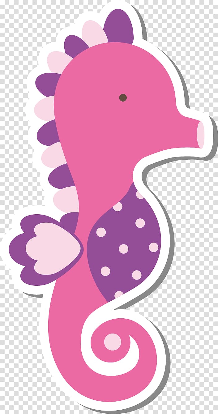pink and purple seahorse illustration, Sea turtle Euclidean , Marine animals collection transparent background PNG clipart