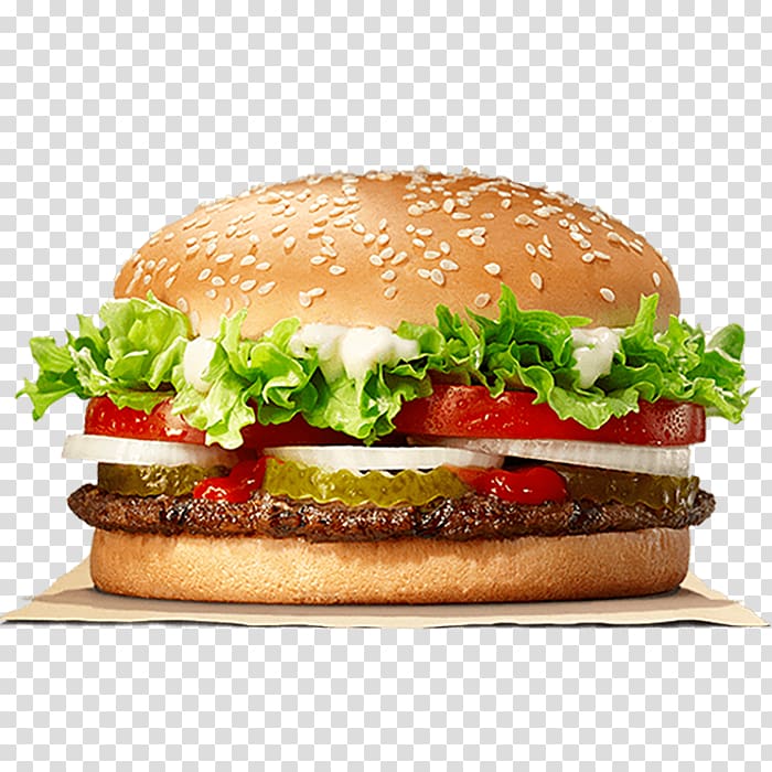 Whopper Hamburger Cheeseburger Chicken sandwich Big King, burger king transparent background PNG clipart