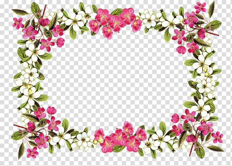 white and pink petaled flowers borderline illustration, Flower Rose , Floral Frame transparent background PNG clipart