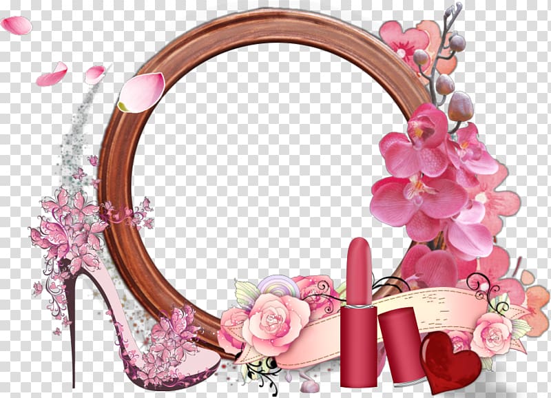 pink and white flowers frame , Frame Border transparent background PNG clipart